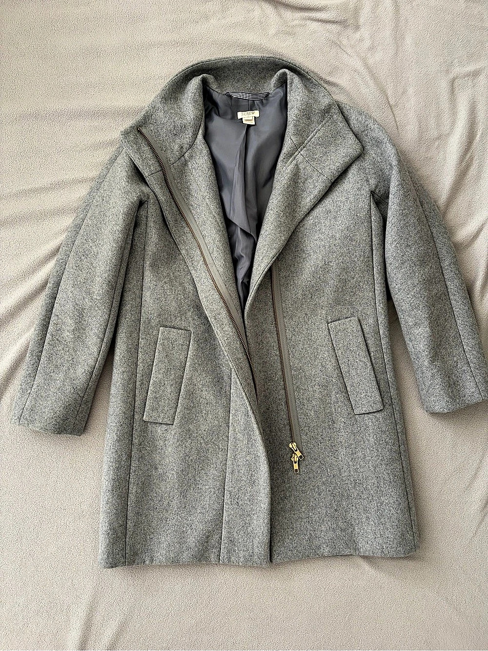 J.Crew Cocoon Coat in Italian Stadium-Cloth Wool Gray Size 00